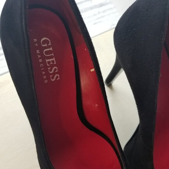 GUESS Black Suede Platform Heels Size 6 π  - Picture 9 of 11